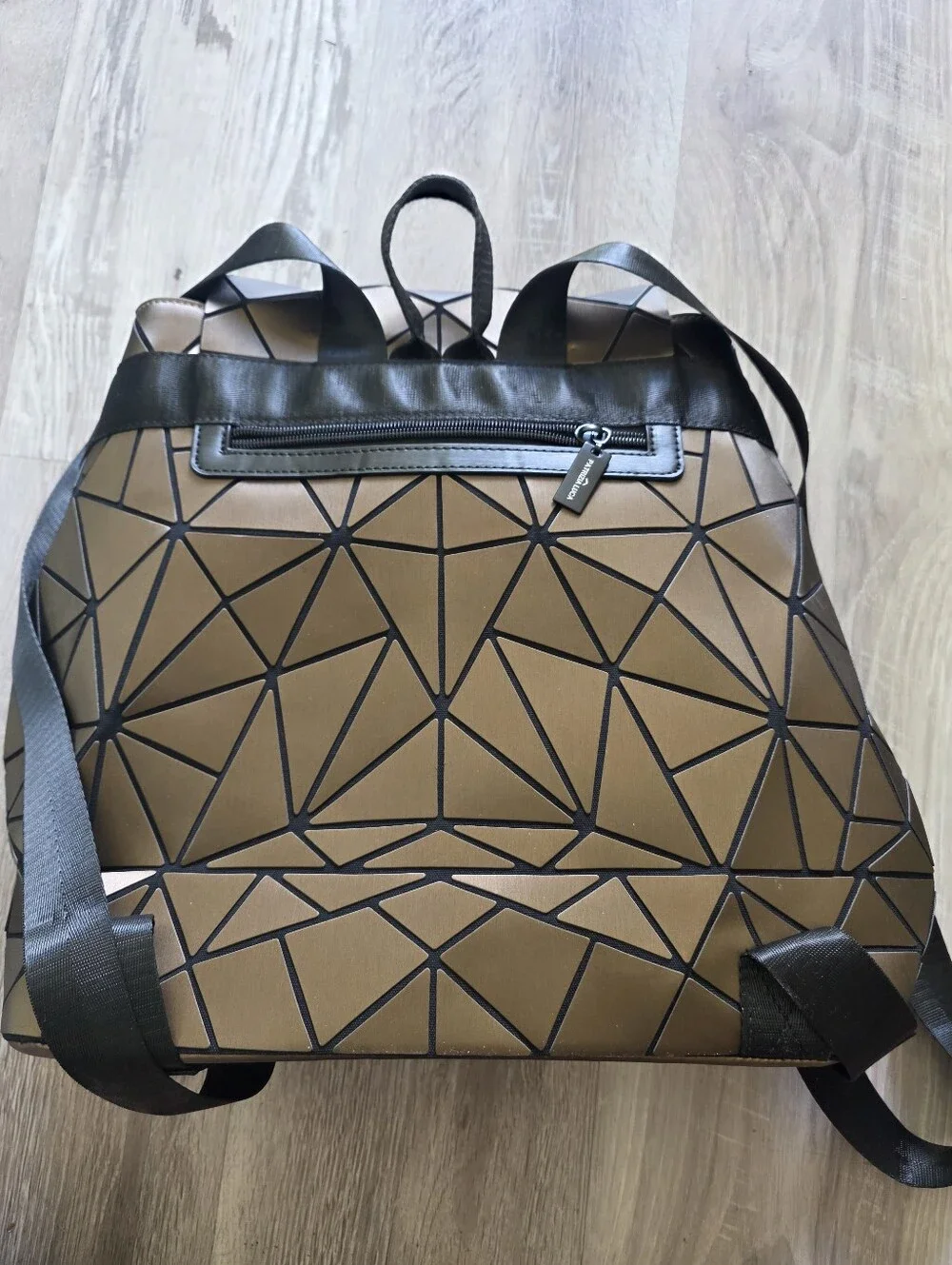 Patrizia Luca Metallic Geometric Bronze Designer Backpack
